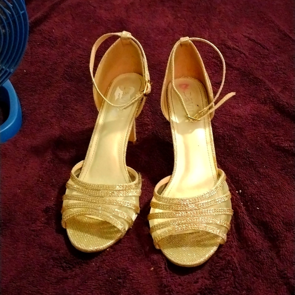 Rose Gold Shoes Heels Ankle Strap Sparkle David's Bridal